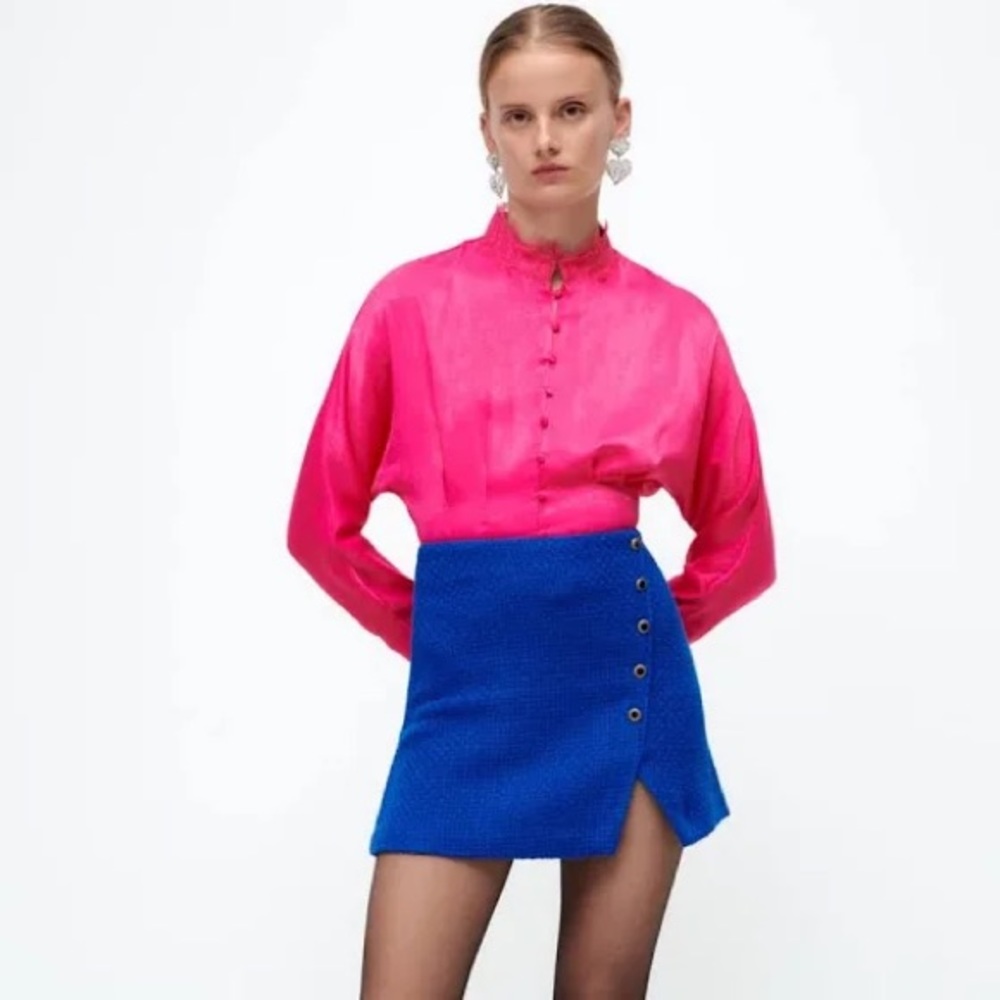 ZARA FUSCHIA SATIN BLOUSE